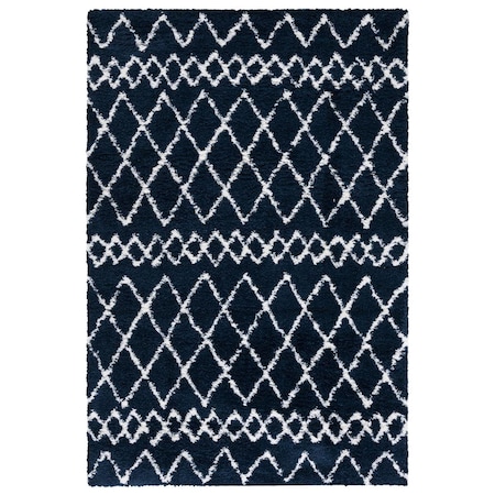 Safavieh 8 x 10 ft. Berber Shag Power Loomed Rectangle Area Rug; Navy & Ivory BER165N-8